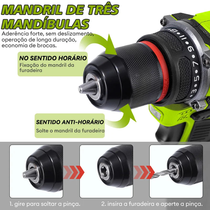 Parafusadeira Brushless com 2 Bateria 21V/Carregador