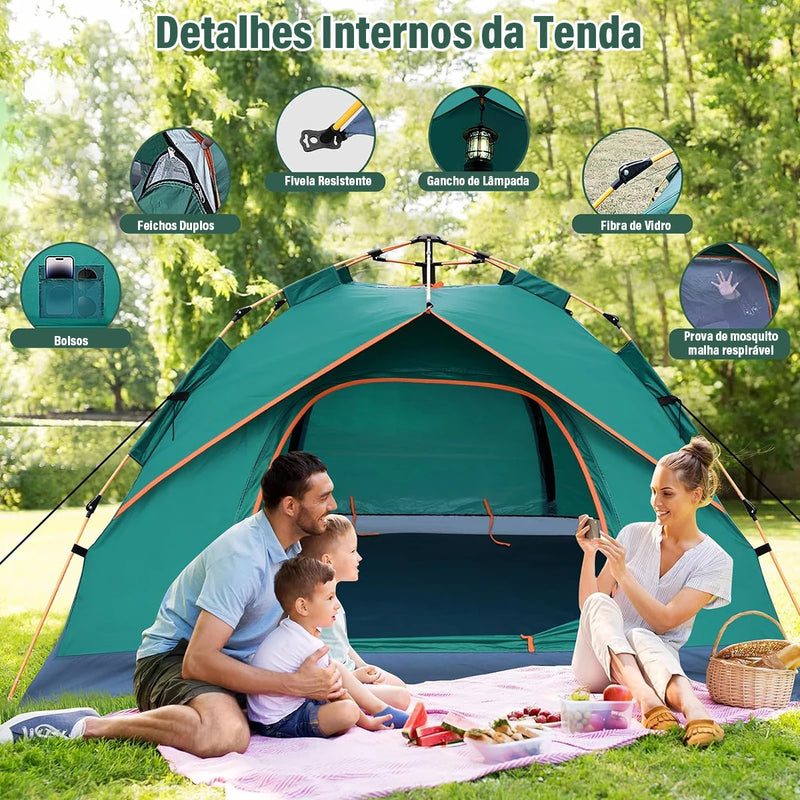 Barraca Pop-up Acampamento para 3-4 Pessoas