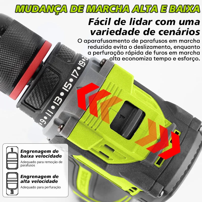 Parafusadeira Brushless com 2 Bateria 21V/Carregador