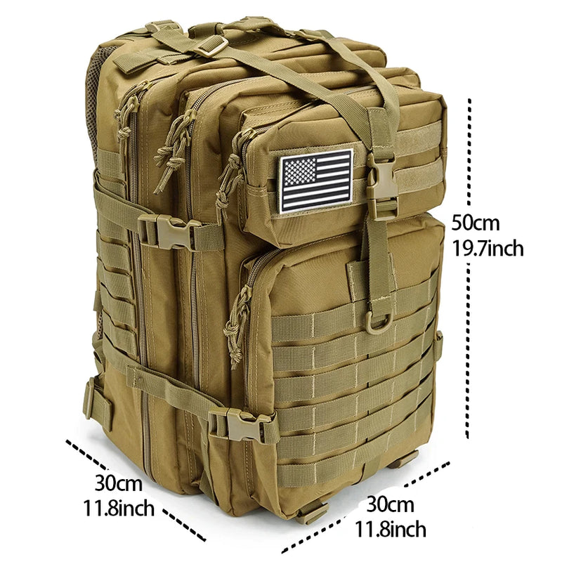 Mochila Tática de 50 Litros + Patch -  Reforçada e impermeável